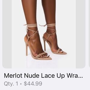 Public Desire Merlot Lace-Up Heels - Nude